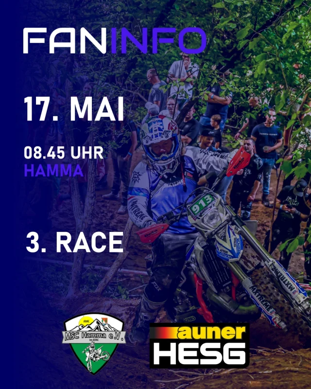FAN INFO 🙋‍♂️
WEINBERG XTREM ENDURO HAMMA 17.05.2025

🥇 ACE BIKES PROLOG AWARD SATURDAY: 8.45 AM
🏁 First Race start SATURDAY: 10:00 AM

➡ entry list and all other Infos in the Linktree Link!
https://linktr.ee/hardenduroseriesgermany

#hardenduroseriesgermany @auner_official