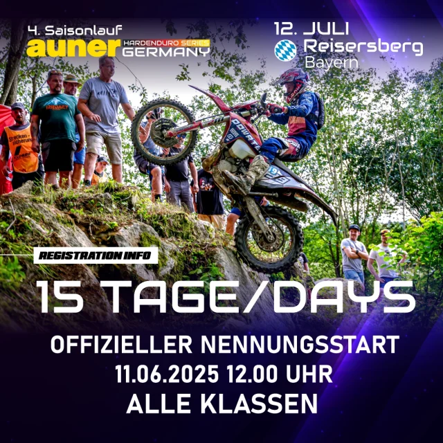 🇩🇪NOCH 1️⃣5️⃣ TAGE BIS ZUR REGISTRATION FÜR LAUF 4 IN REISERSBERG

11.06.2025 - 12.00 Uhr
_______________________________________

🇬🇧ONLY 1️⃣5️⃣DAYS LEFT UNTIL REGISTRATION FOR ROUND 4 IN REISERSBERG

June 11, 2025 – 12:00 

Foto: @michel238pic #hardenduroseriesgermany @auner_official